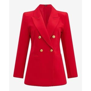 Express S Signature Stretch Double Breasted Long Slim Blazer
